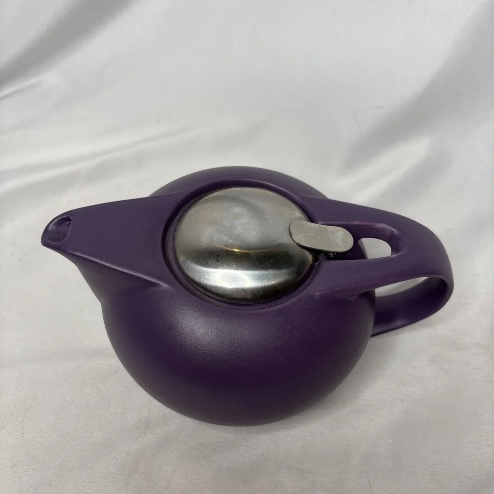 Zero Japan Ceramic Universal Teapot Purple Matte Finish Stainless Steel Lid Read